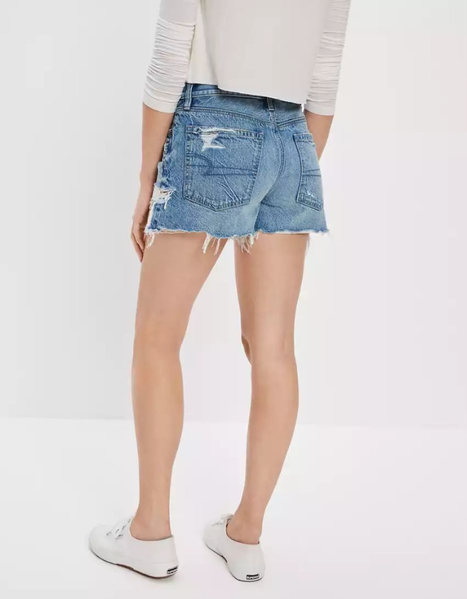 Shorts American Eagle AE x Outer Banks Denim Highest Taille '90s Boyfriend Indigo Femme | BIX-26677213